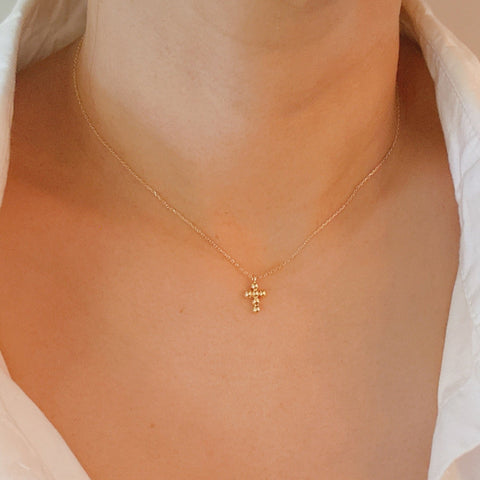 Mini Dot Cross Pendant Necklace in - Jewelry photo