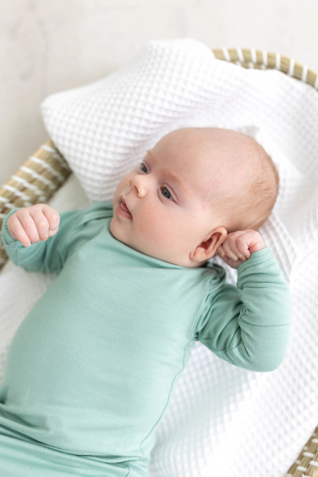 Newborn Knotted Baby Gown and Hat Set - Crew - (Newborn-3 months) Mint, Navy Blue, Pink, Camel Brown in - Newborn Knotted Baby Gown Sets photo
