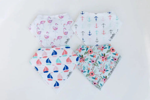 Bandana Bibs - Shore Set - Anchors, Flowers, Flamingos and Boats in - Baby Bibs photo