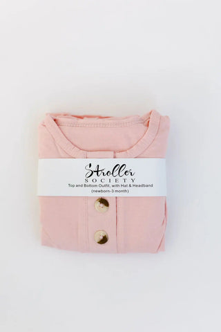 Top and Bottom Outfit, Hat and Headband Set (Newborn - 12 months) - Pink in - Onesies photo