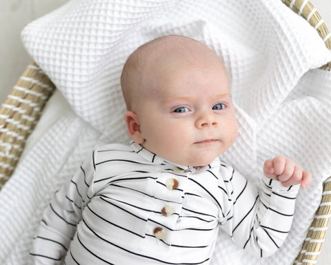 Knotted Baby Gown Set - Black Stripes (Newborn-3 months) in - Newborn Knotted Baby Gown Sets photo