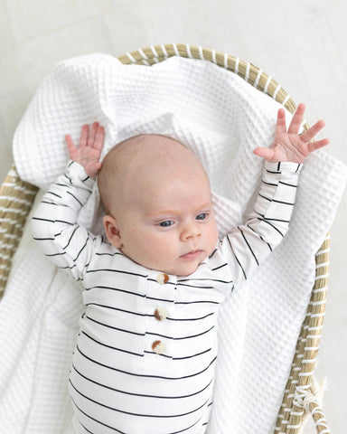 Knotted Baby Gown Set - Black Stripes (Newborn-3 months) in - Newborn Knotted Baby Gown Sets photo