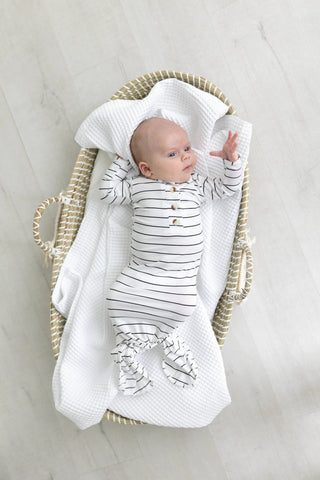 Knotted Baby Gown Set - Black Stripes (Newborn-3 months) in - Newborn Knotted Baby Gown Sets photo