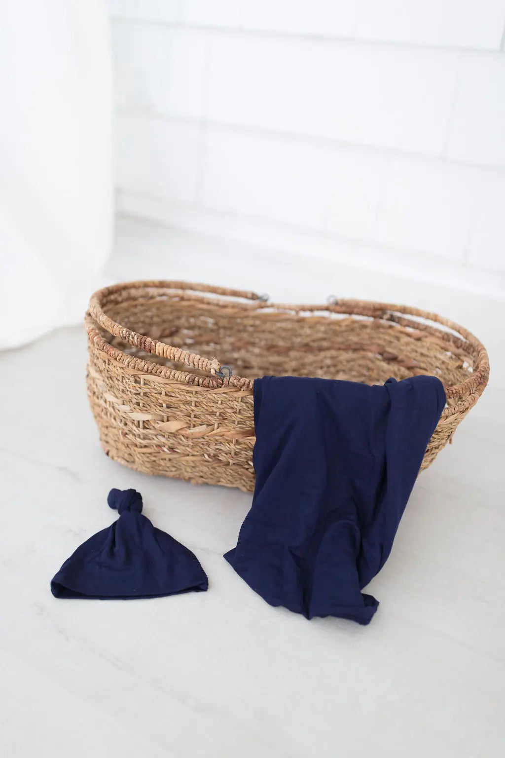 Swaddle Blanket and Hat Set - Navy Blue in - Swaddle Blankets & Hat / Headband Sets photo
