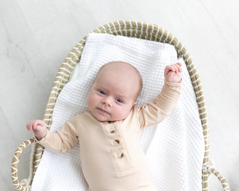 Knotted Baby Gown Set - Gender-Neutral Newborn Clothes - Sand in - Newborn Knotted Baby Gown Sets photo