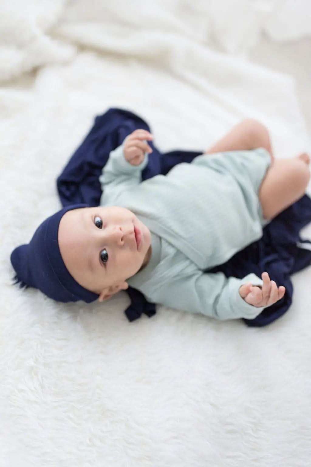 Swaddle Blanket and Hat Set - Navy Blue in - Swaddle Blankets & Hat / Headband Sets photo