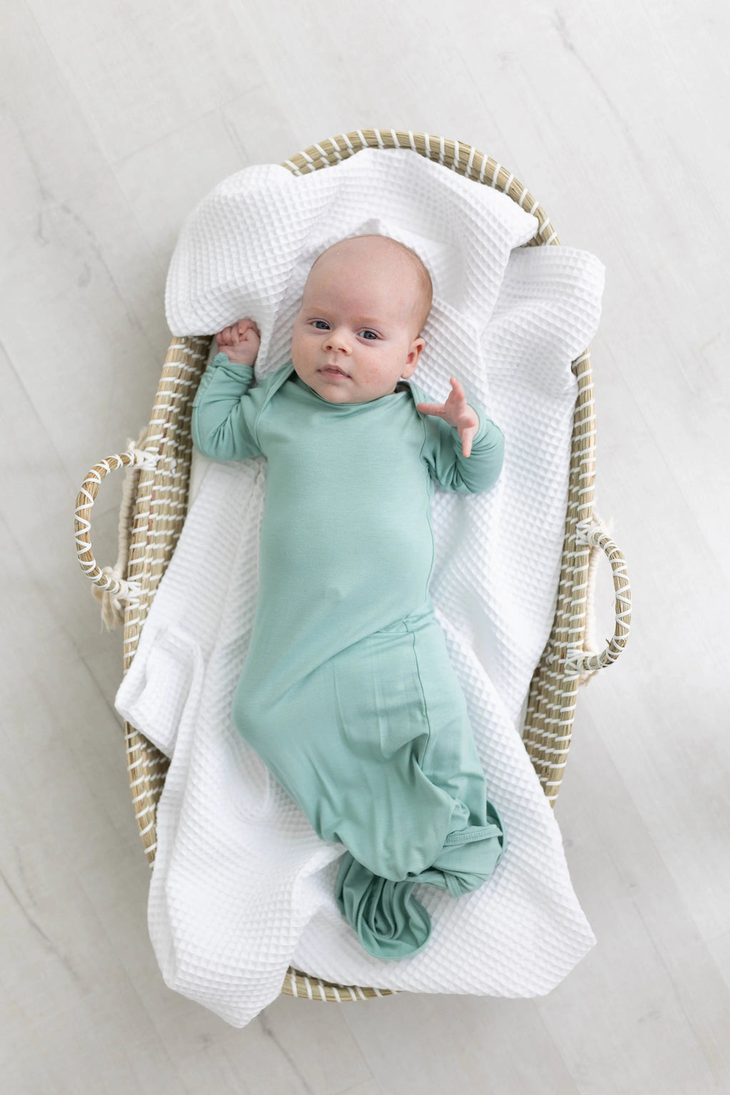 Newborn Knotted Baby Gown and Hat Set - Crew - (Newborn-3 months) Mint, Navy Blue, Pink, Camel Brown in - Newborn Knotted Baby Gown Sets photo