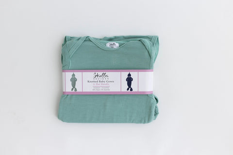 Newborn Knotted Baby Gown and Hat Set - Crew - (Newborn-3 months) Mint, Navy Blue, Pink, Camel Brown in - Newborn Knotted Baby Gown Sets photo