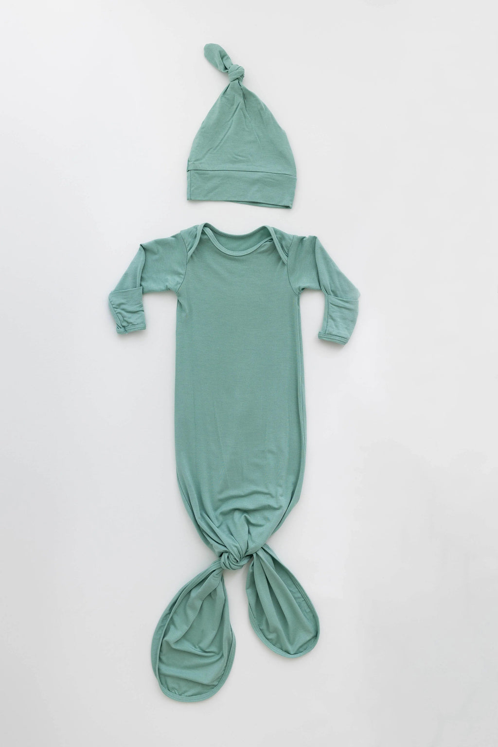 Newborn Knotted Baby Gown and Hat Set - Crew - (Newborn-3 months) Mint, Navy Blue, Pink, Camel Brown in - Newborn Knotted Baby Gown Sets photo