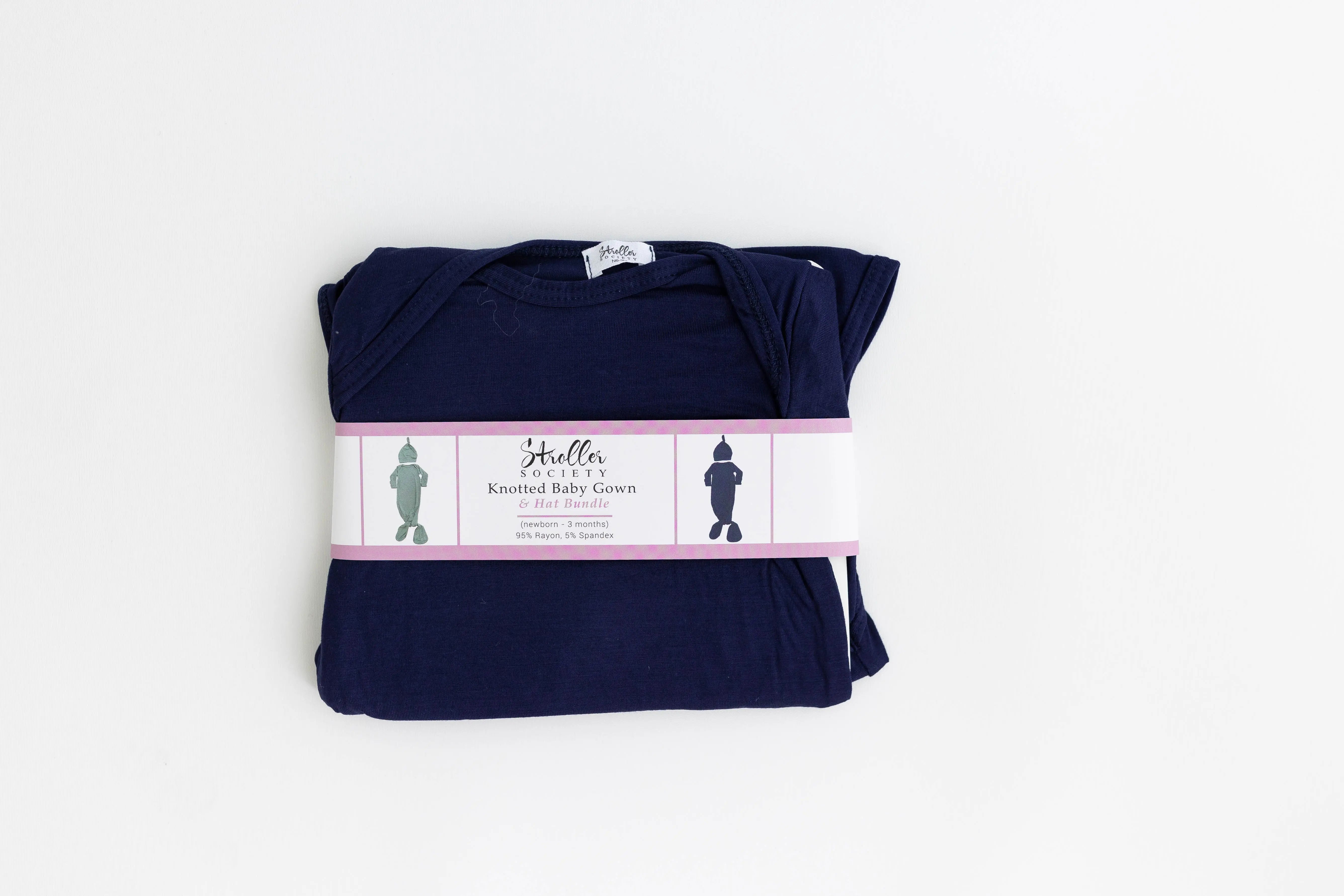 Newborn Knotted Baby Gown and Hat Set - Crew - (Newborn-3 months) Mint, Navy Blue, Pink, Camel Brown in - Newborn Knotted Baby Gown Sets photo