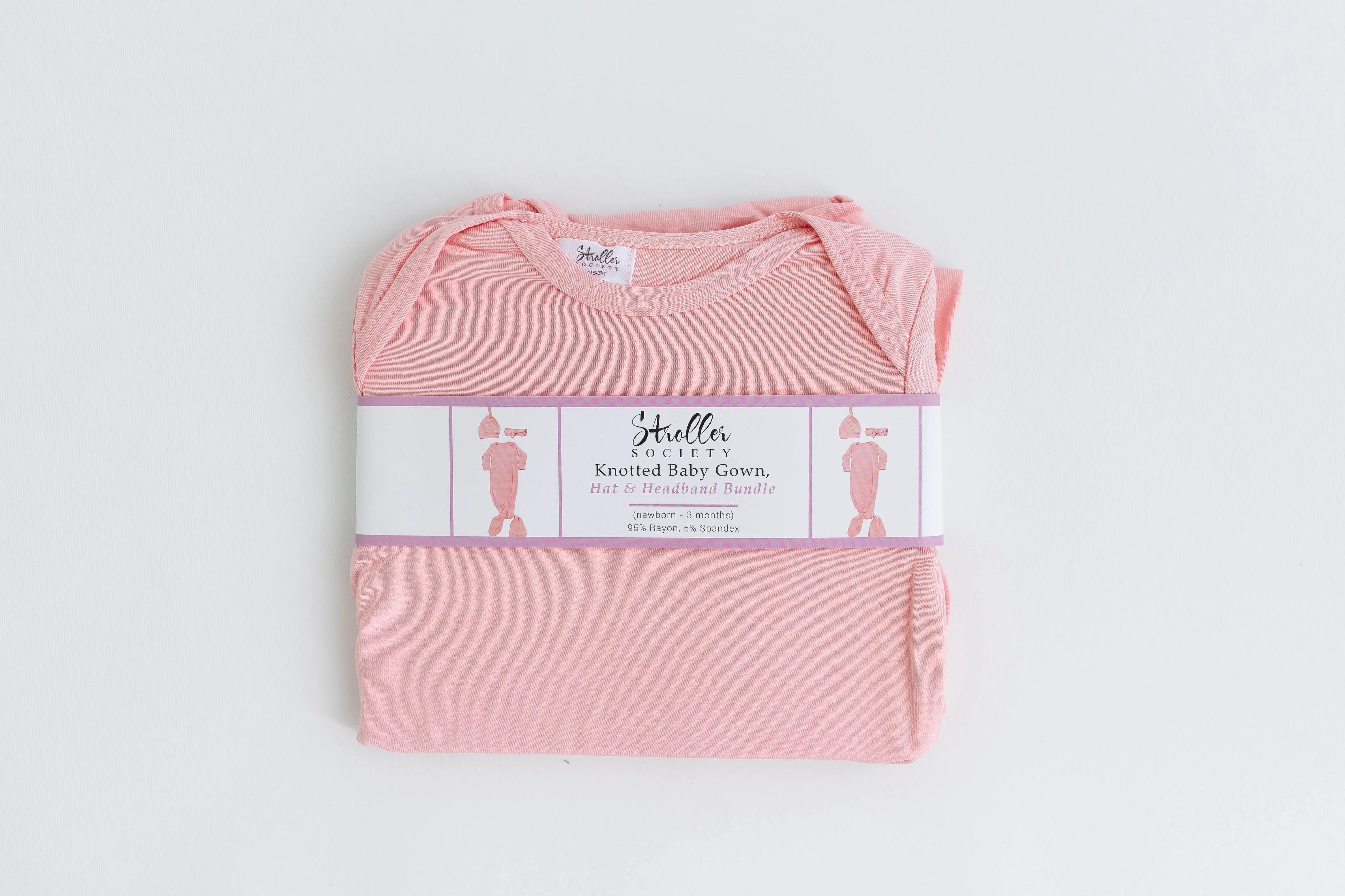 Newborn Knotted Baby Gown and Hat Set - Crew - (Newborn-3 months) Mint, Navy Blue, Pink, Camel Brown in - Newborn Knotted Baby Gown Sets photo