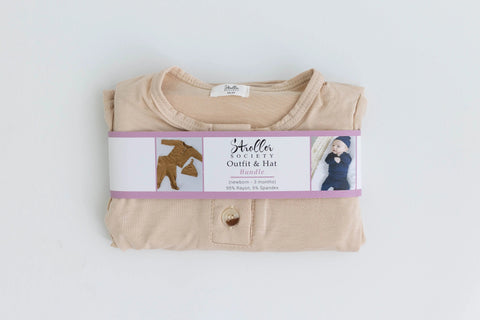 Top and Bottom Outfit Set Gender-Neutral Newborn Clothes - Sand in - Onesies photo