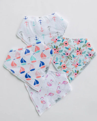 Bandana Bibs - Shore Set - Anchors, Flowers, Flamingos and Boats in - Baby Bibs photo
