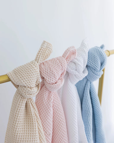 Waffle Blankets - Newborn, Baby, Toddler - 100% Cotton in - Swaddle Blankets & Hat / Headband Sets photo