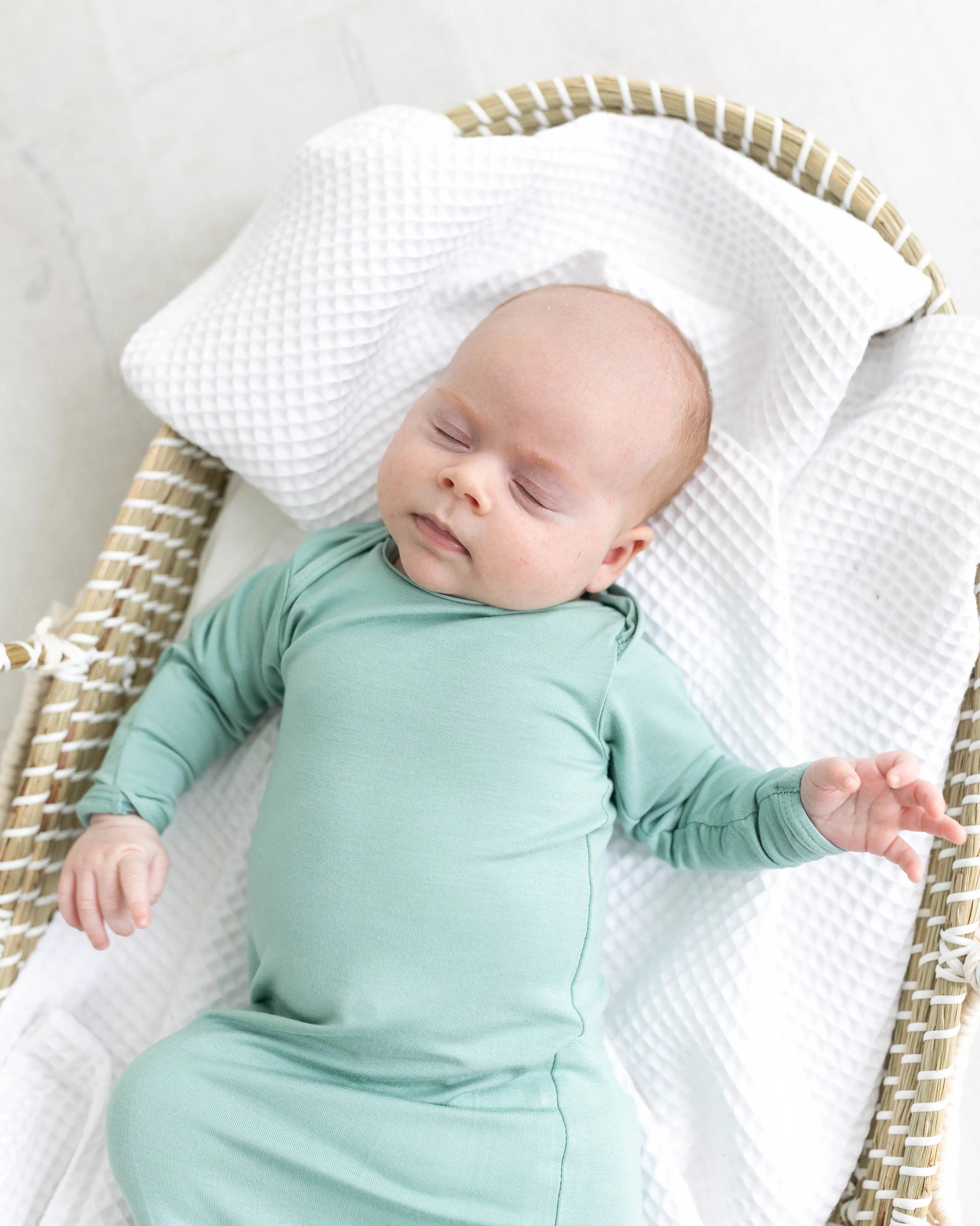 Newborn Knotted Baby Gown and Hat Set - Crew - (Newborn-3 months) Mint, Navy Blue, Pink, Camel Brown in - Newborn Knotted Baby Gown Sets photo