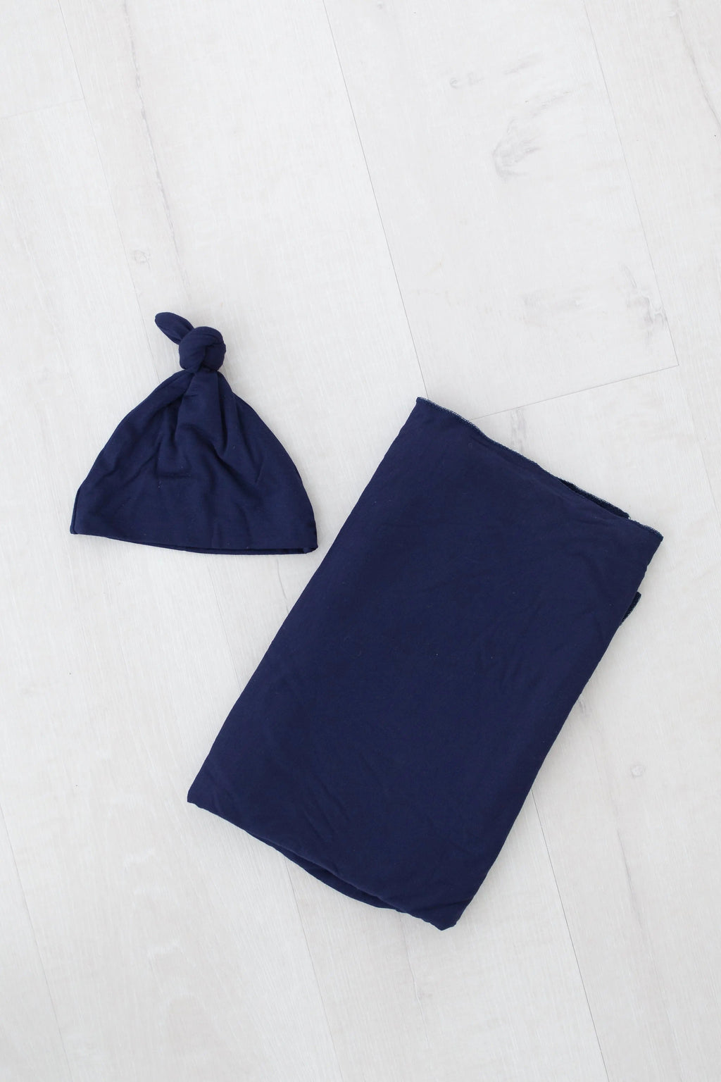 Swaddle Blanket and Hat Set - Navy Blue in - Swaddle Blankets & Hat / Headband Sets photo