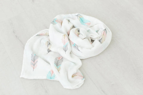 Swaddle Blanket - Bamboo and Cotton - Feather