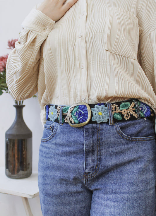 Moonlit Garden Embroidered Belt in - belt photo