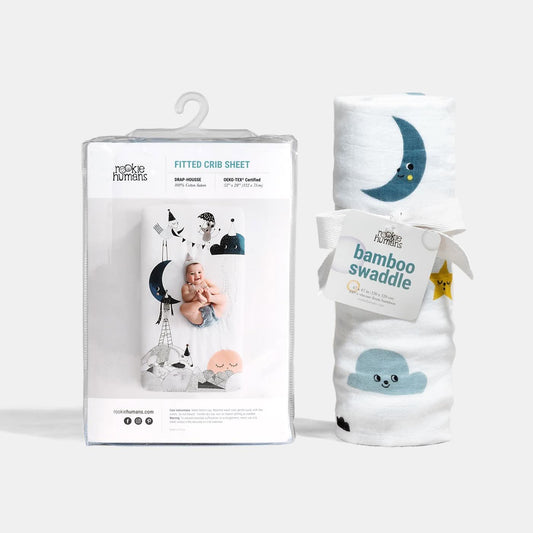 Crib Sheet & Swaddle Baby Gift Set - Moon's Birthday in - photo