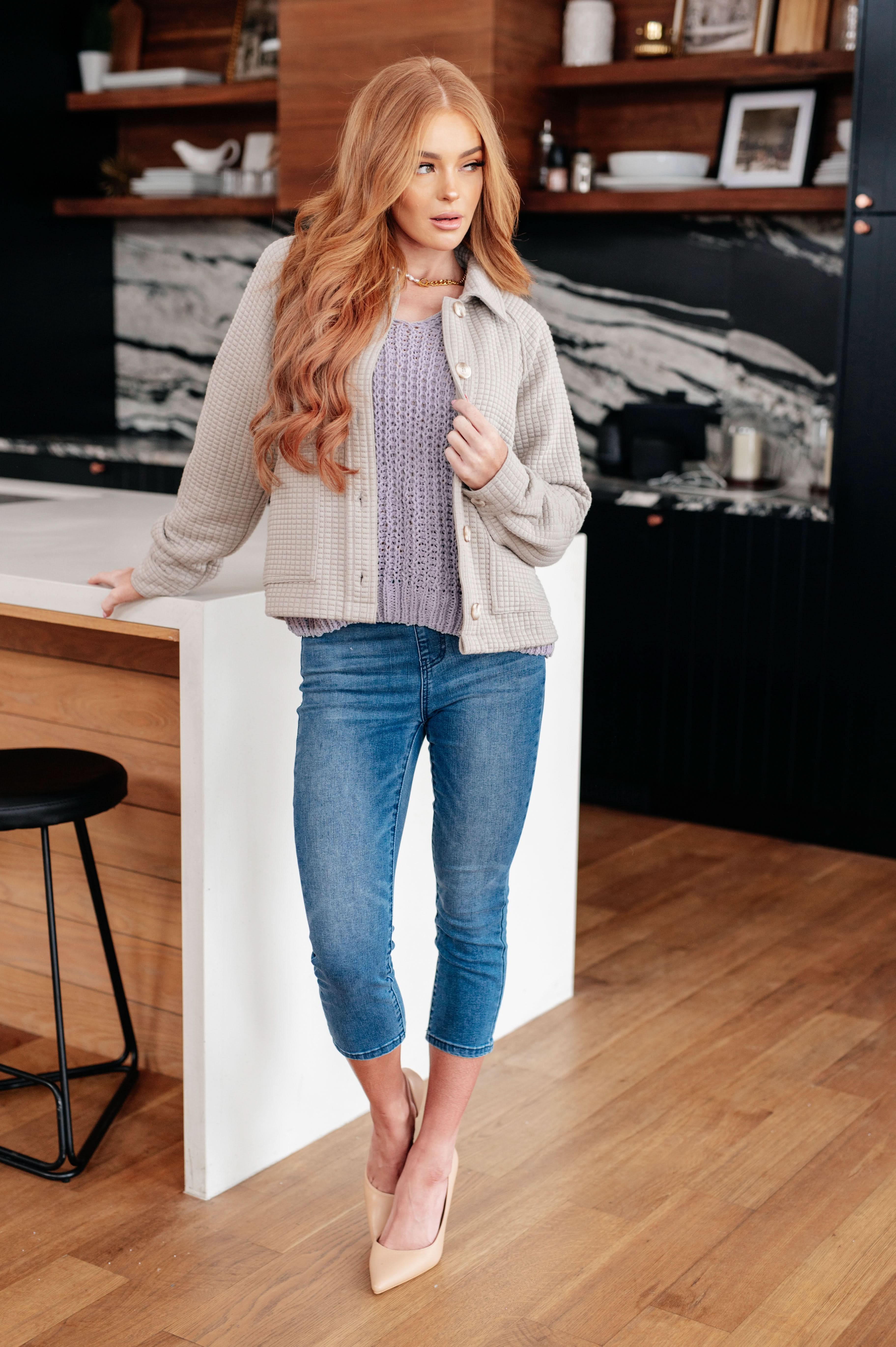 Captured My Interest Chunky V-Neck Sweater in - Tops photo