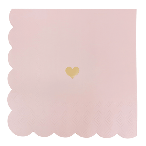 Pink with Gold Heart Cocktail Napkins in - cocktail napkins photo