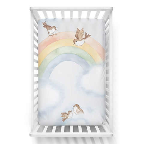 Rainbow and Birds Mini Crib Sheet in - Crib sheets photo