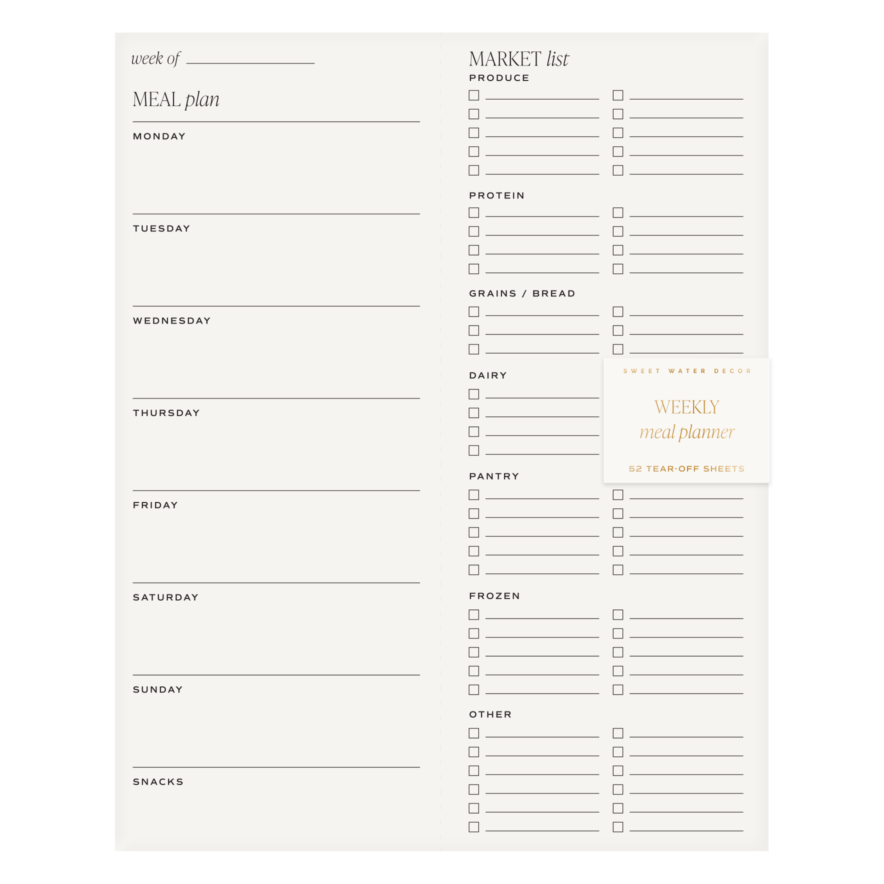 Sweet Water Decor Weekly Meal Planner Notepad in - Notepad photo