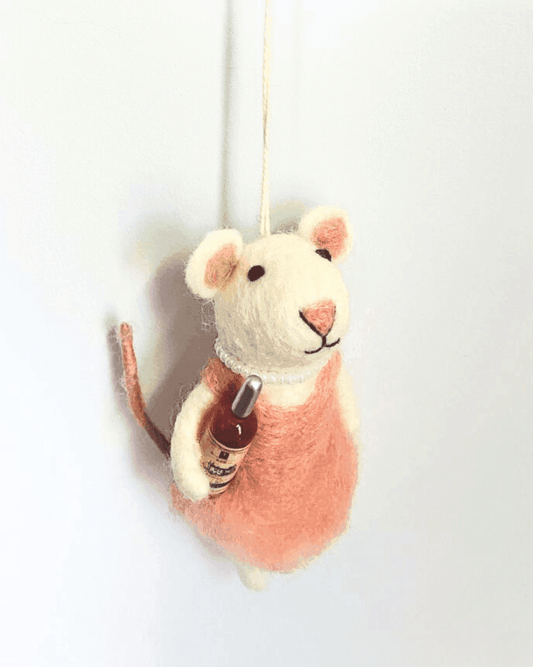 Rosé All Day Felt Mouse Ornament in - Holiday Ornaments photo