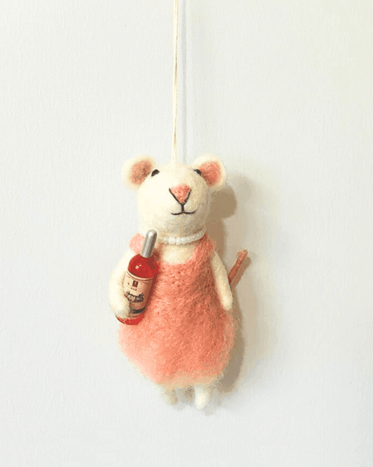 Rosé All Day Felt Mouse Ornament in Default Title - Holiday Ornaments photo