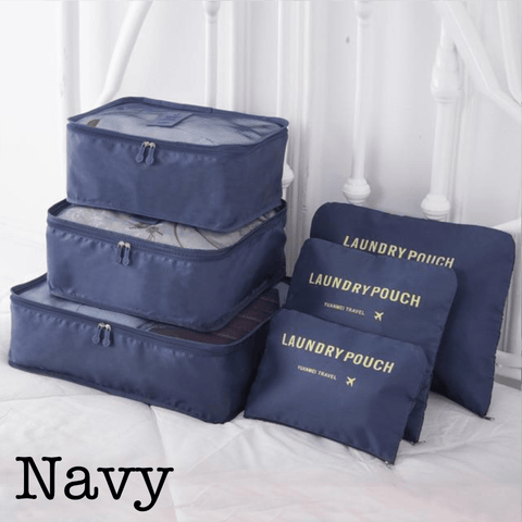 6 Piece Travel Organizer in Navy - Travel photo