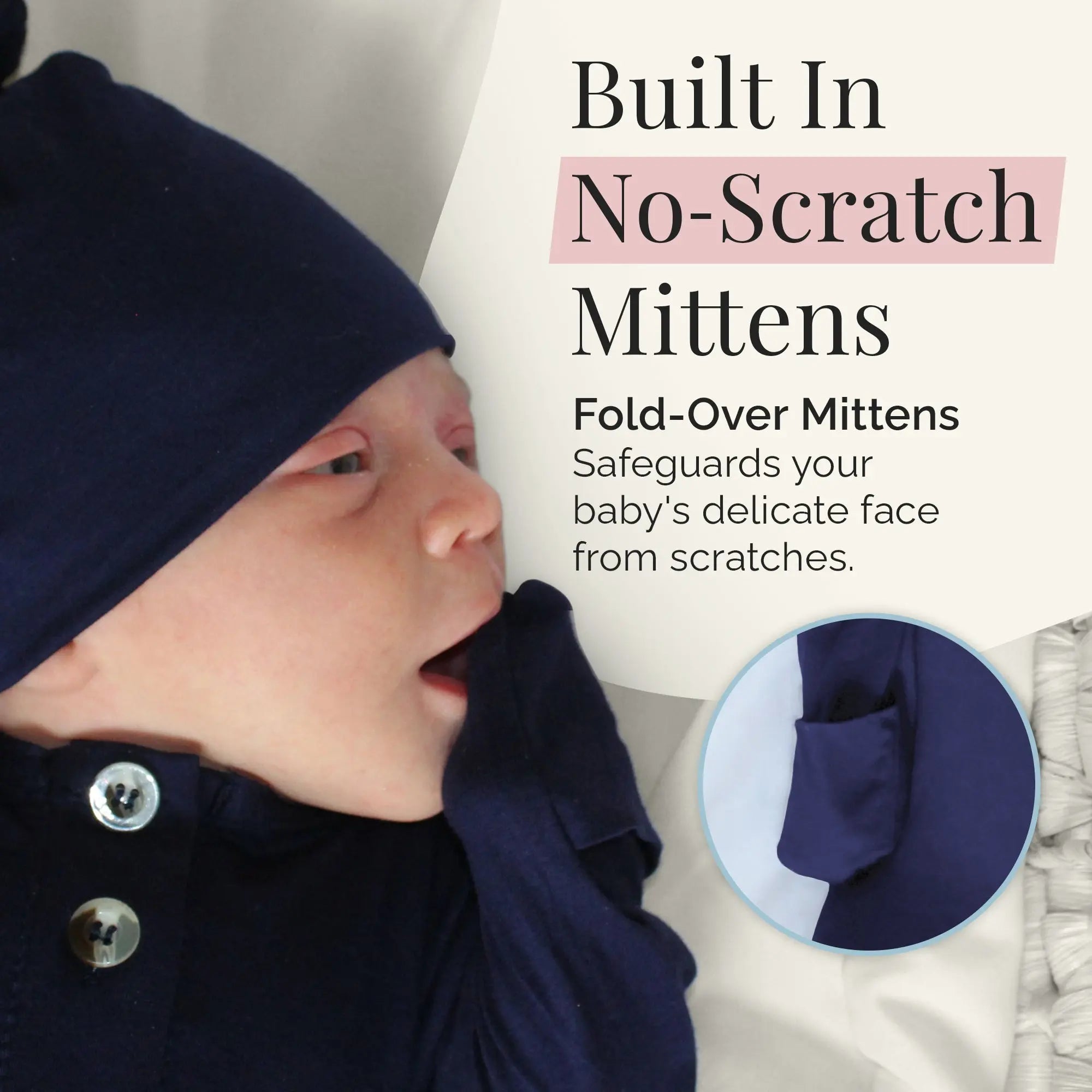 Newborn Knotted Gown and Hat Set Navy Blue, Newborn Clothes for Boys in - Newborn Knotted Baby Gown Sets photo