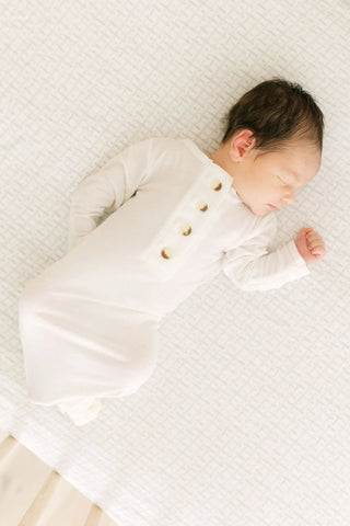 Baby Gowns, Newborn Gowns, Preemie Baby Clothes - White in - Newborn Knotted Baby Gown Sets photo
