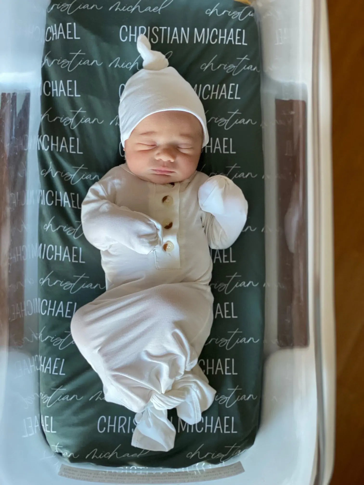 Baby Gowns, Newborn Gowns, Preemie Baby Clothes - White in Hat NB-3 mo - Newborn Knotted Baby Gown Sets photo