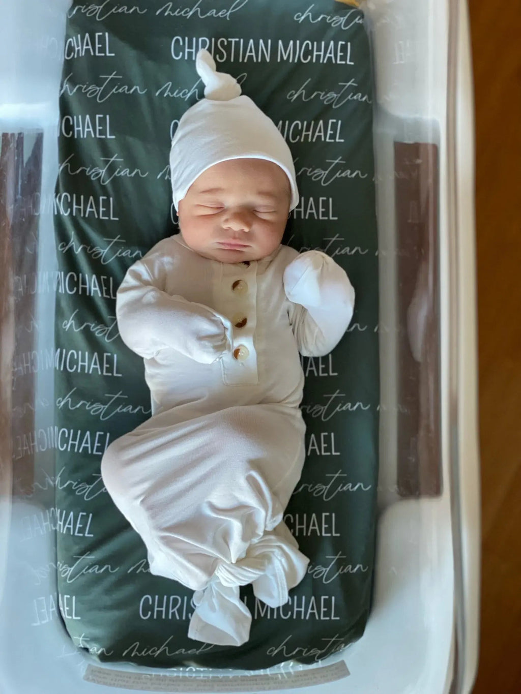 Baby Gowns, Newborn Gowns, Preemie Baby Clothes - White in Hat NB-3 mo - Newborn Knotted Baby Gown Sets photo