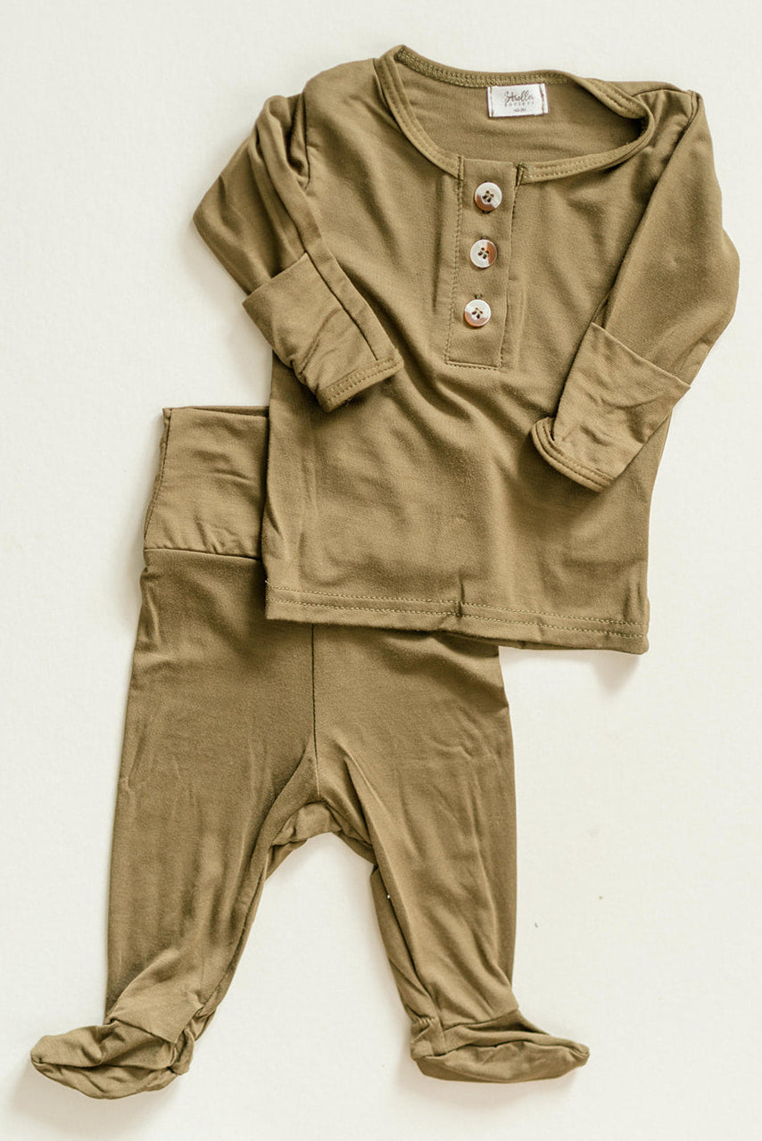 Newborn Boy Outfit Set - Army Green | Baby Boy Coming Home Outfit in - Onesies photo