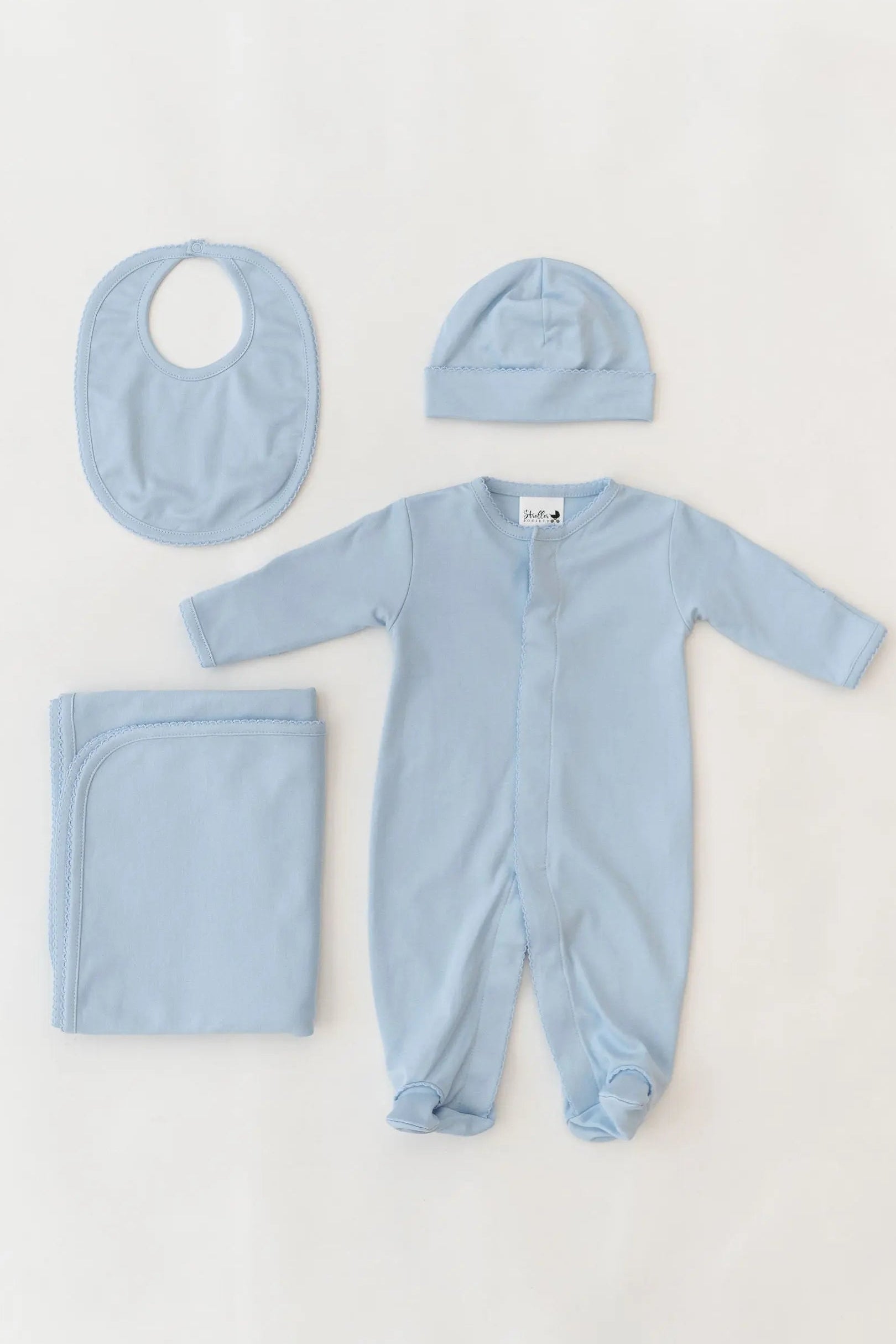Stroller Society Premium Pima Cotton Newborn Set in Baby Blue NB - Onesies photo
