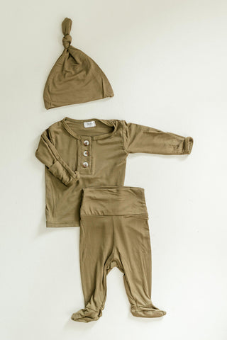 Newborn Boy Outfit Set - Army Green | Baby Boy Coming Home Outfit in - Onesies photo