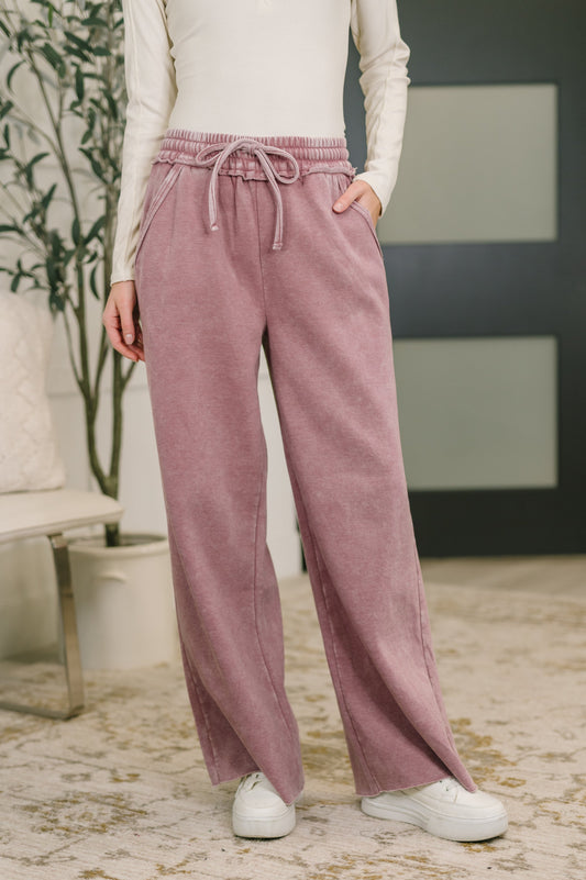 Nights Like This High Waist Palazzo Sweats in Light Rose in - Womens photo