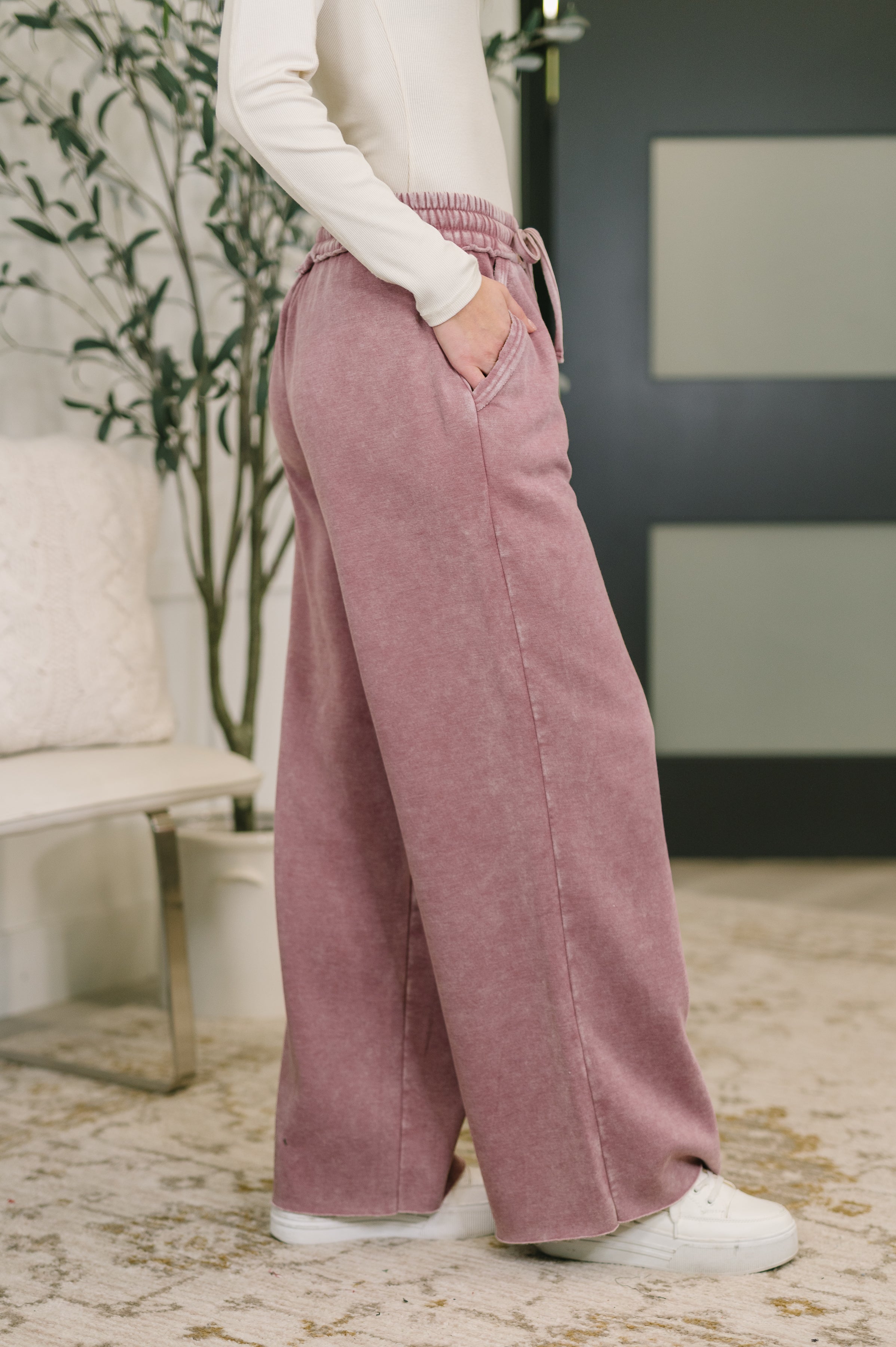 Nights Like This High Waist Palazzo Sweats in Light Rose in - Womens photo