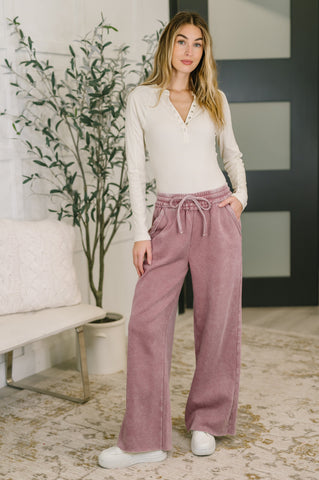 Nights Like This High Waist Palazzo Sweats in Light Rose in - Womens photo