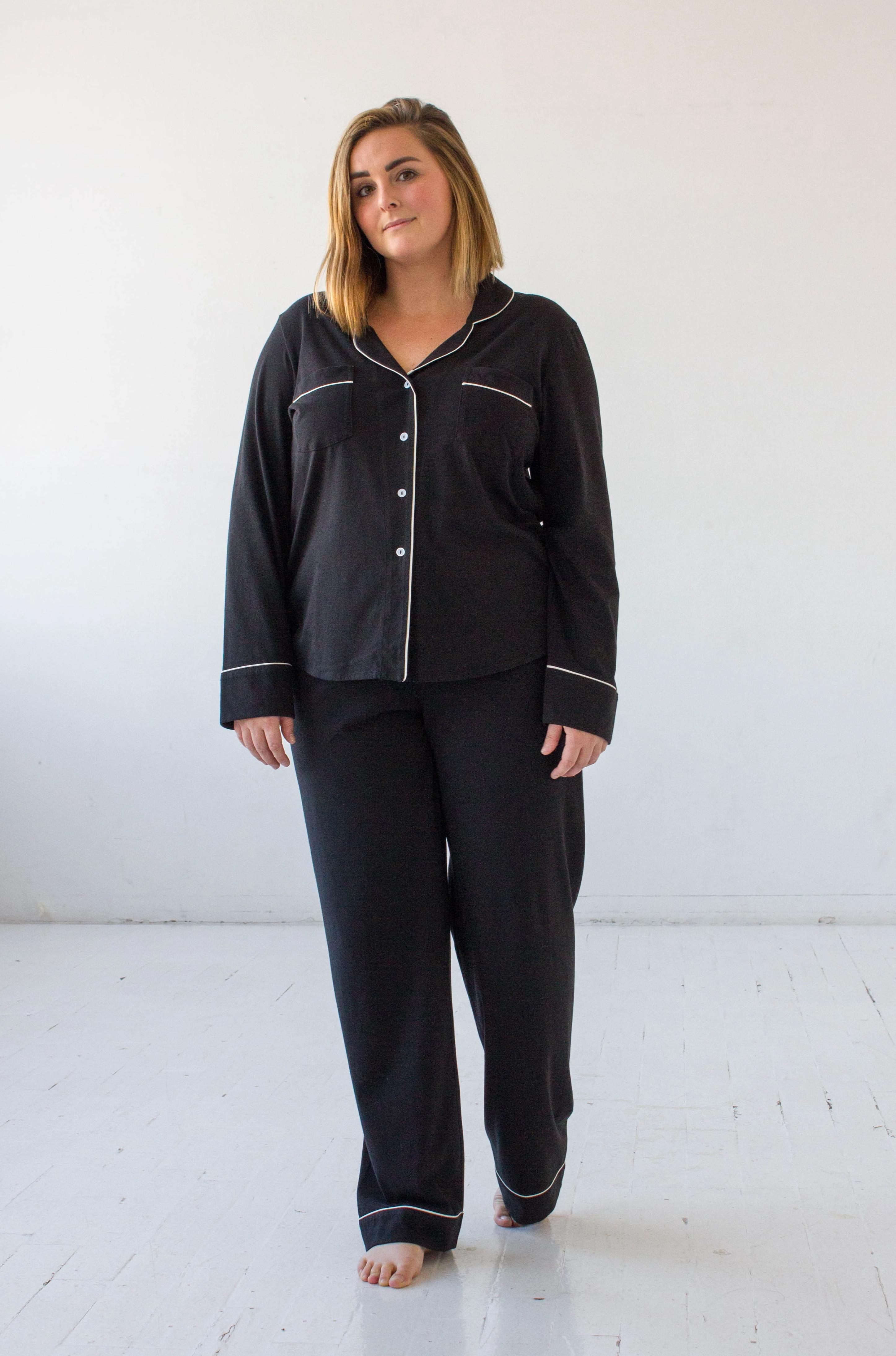 Classic Luxury Pajamas in Brushed Pima Cotton in Black White - PAJAMAS photo