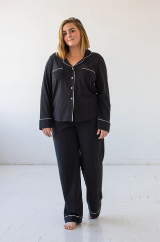 Classic Luxury Pajamas in Brushed Pima Cotton in Black White - PAJAMAS photo