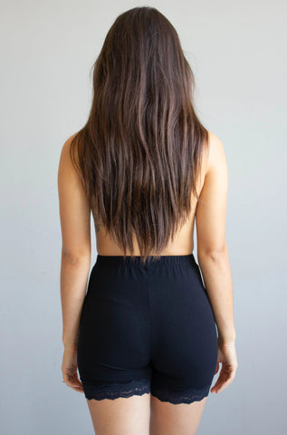 Salua Cotton Lace Bike Shorts in Black - SHORTS photo