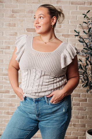 No One Knows Pointelle Knit Top in - Tops photo