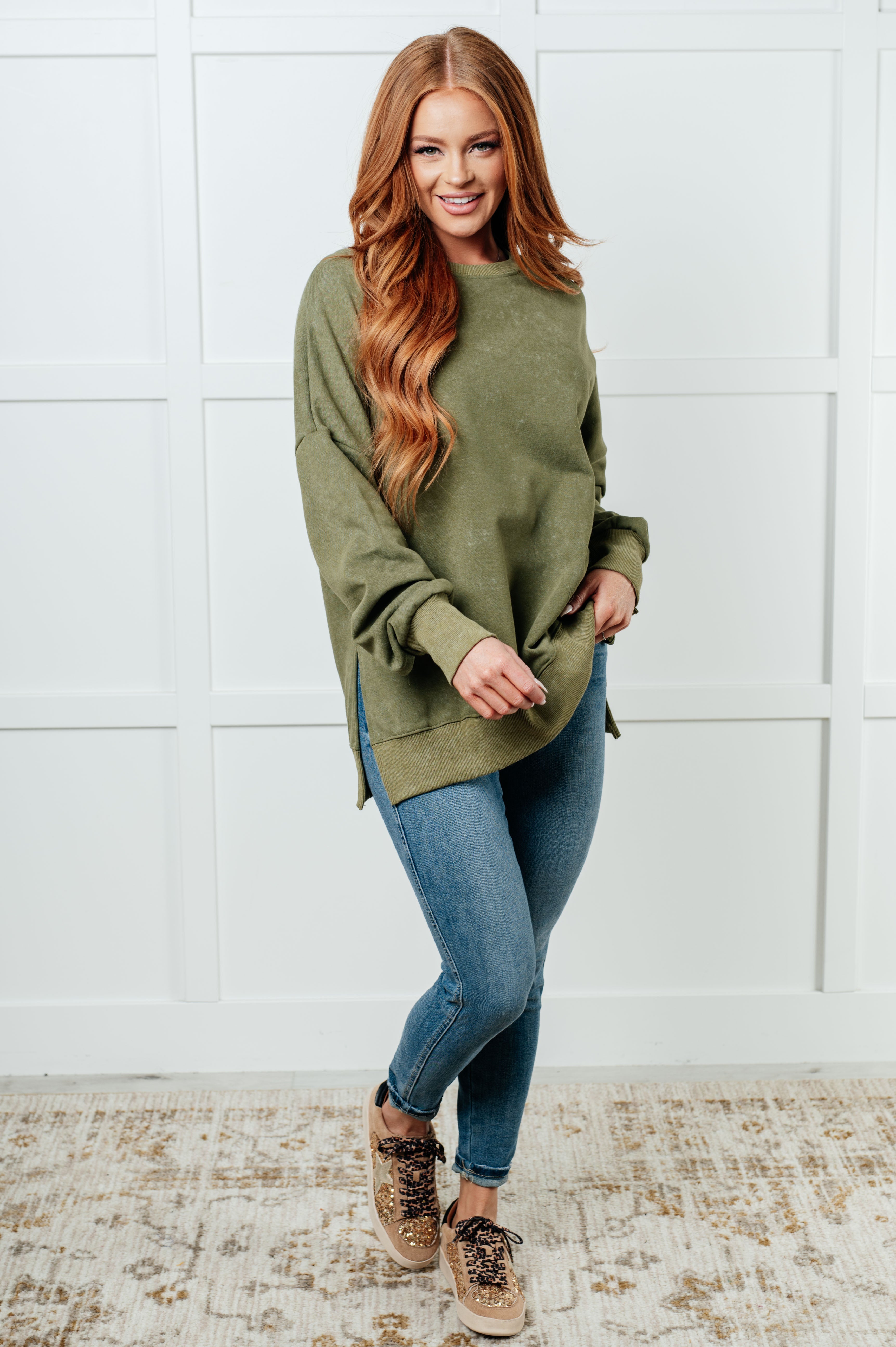 No Plain Jane Oversized Sweatshirt in Green in - Tops photo