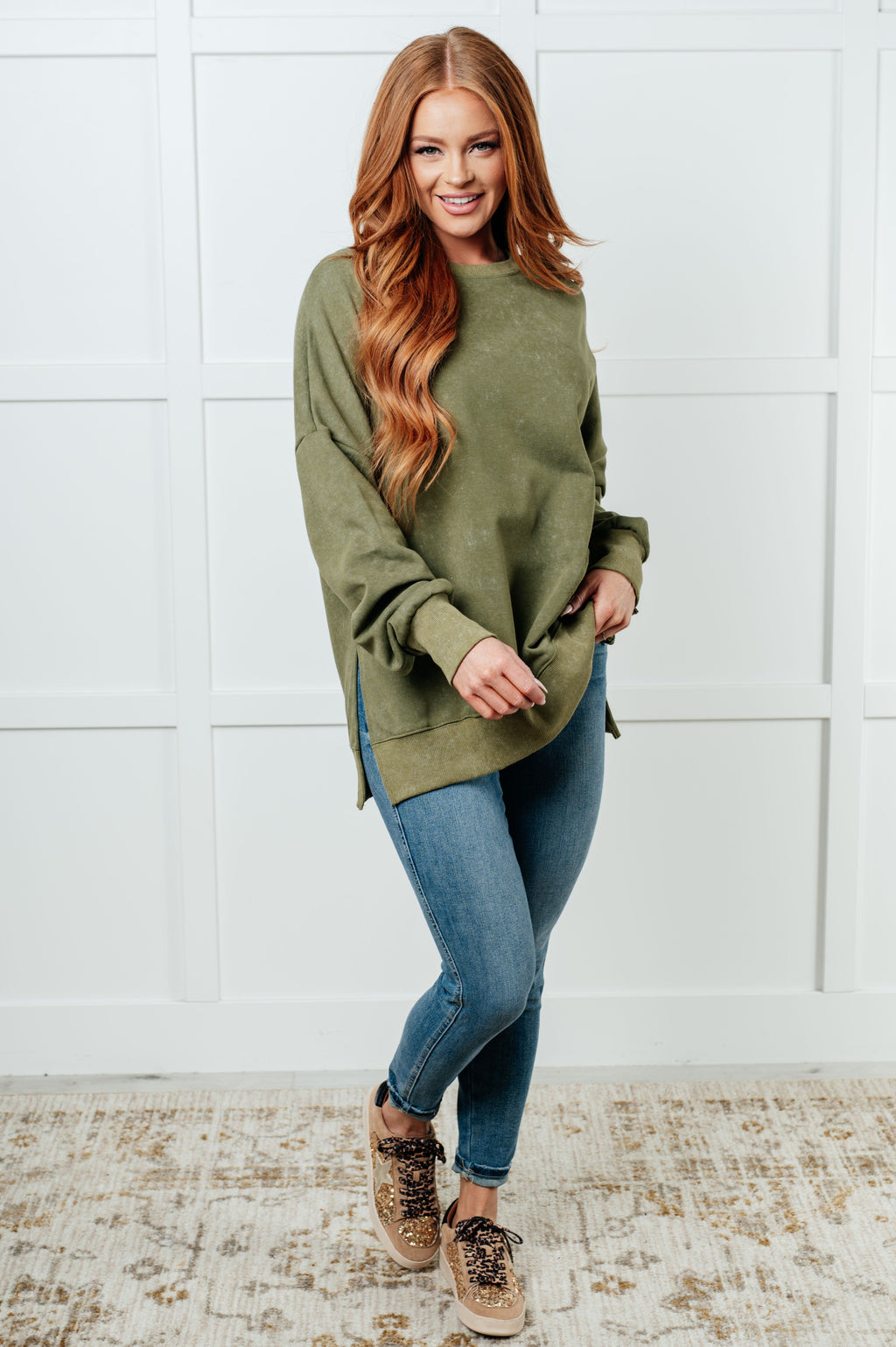 No Plain Jane Oversized Sweatshirt in Green in - Tops photo