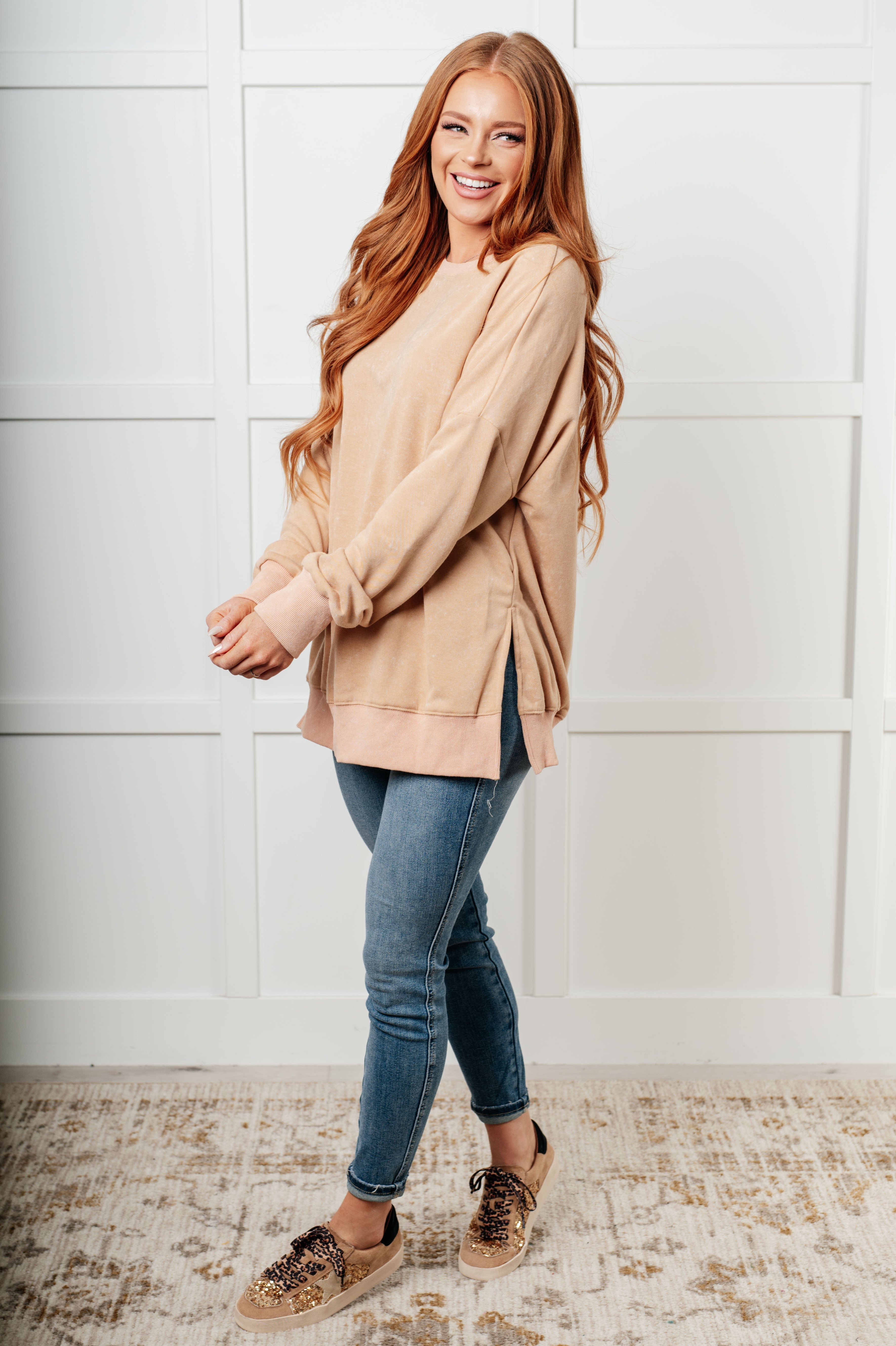 No Plain Jane Oversized Sweatshirt in Khaki in - Tops photo