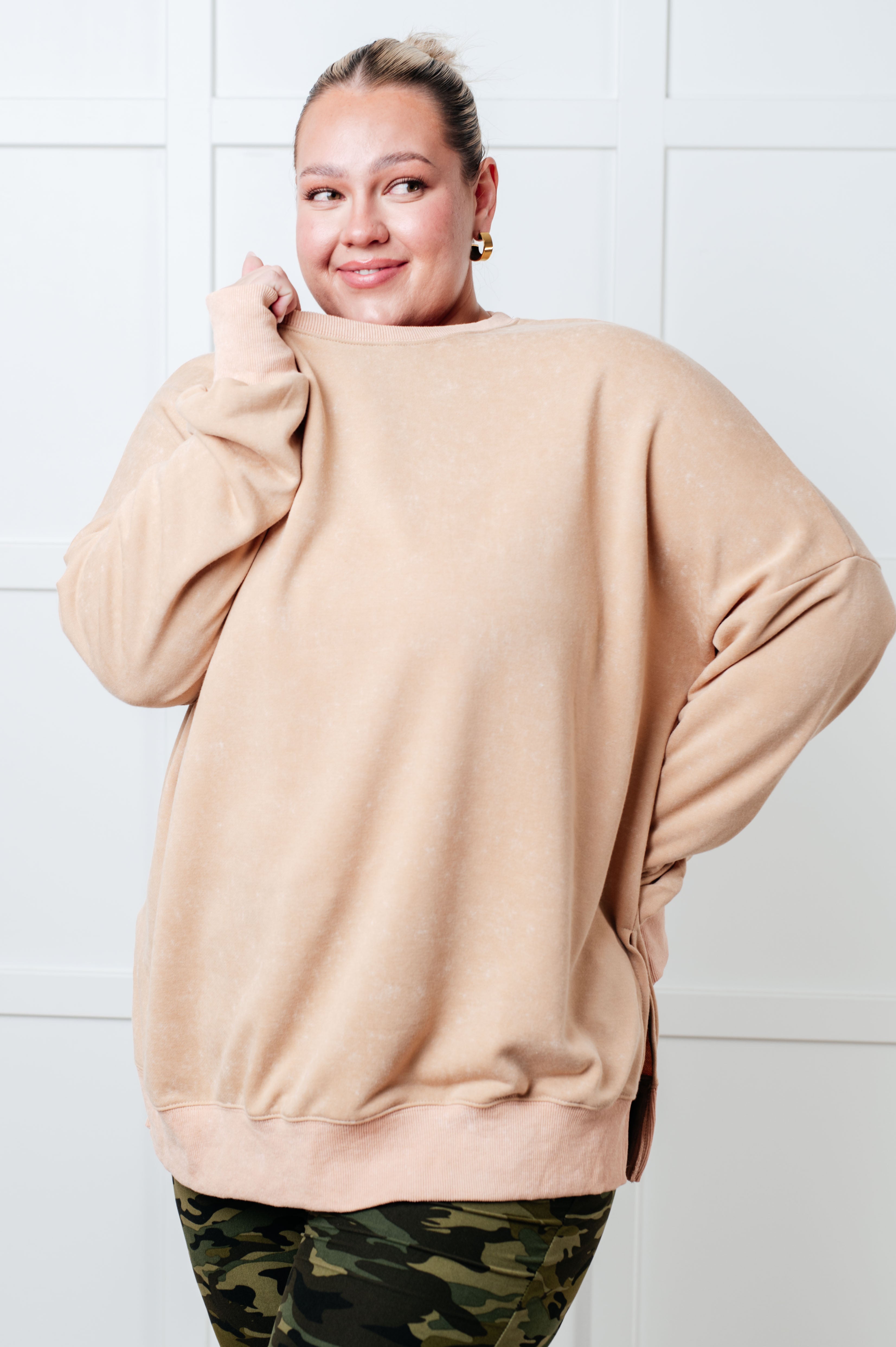 No Plain Jane Oversized Sweatshirt in Khaki in - Tops photo