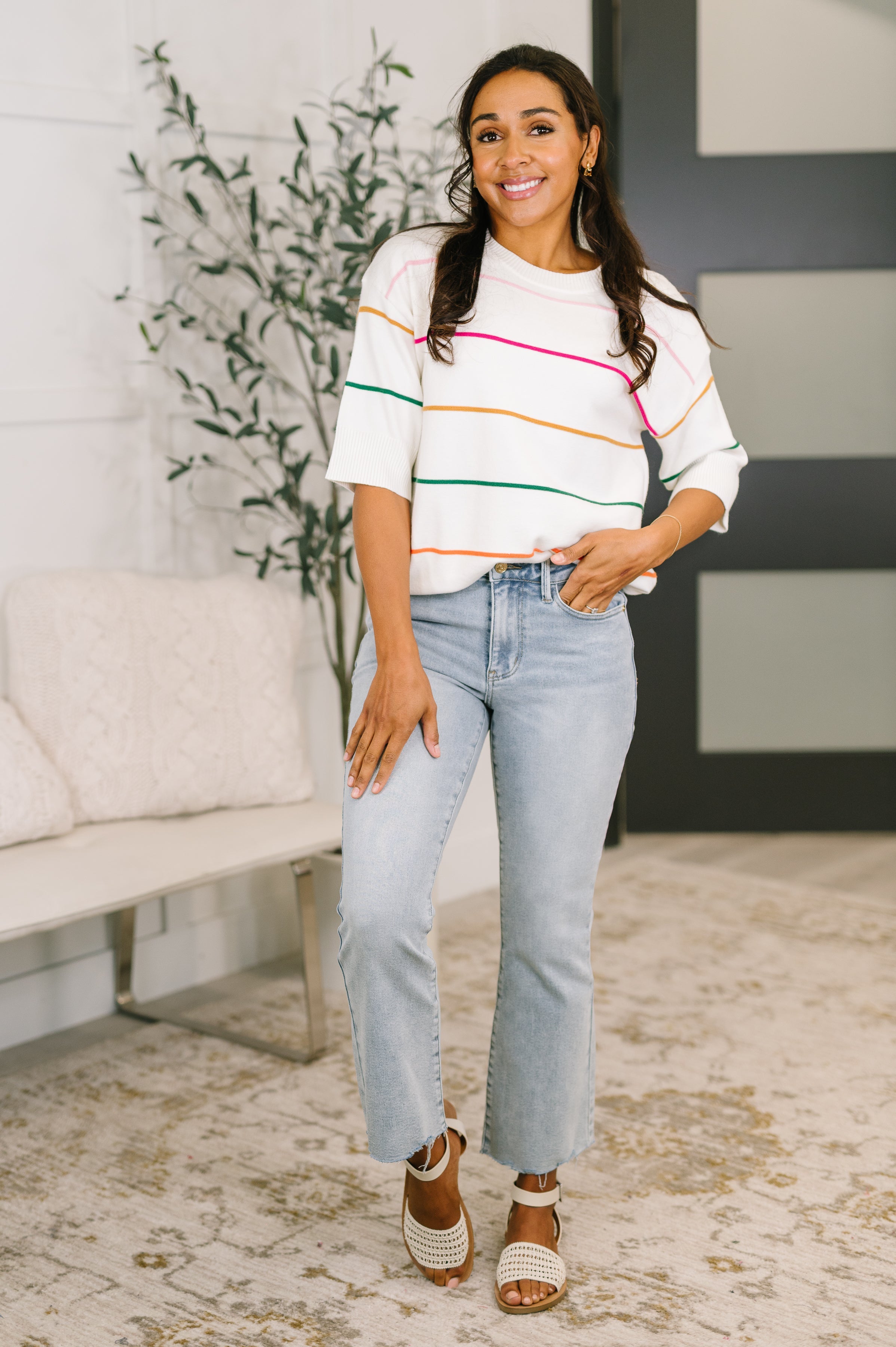 Normal Volume Striped Sweater in - Womens photo