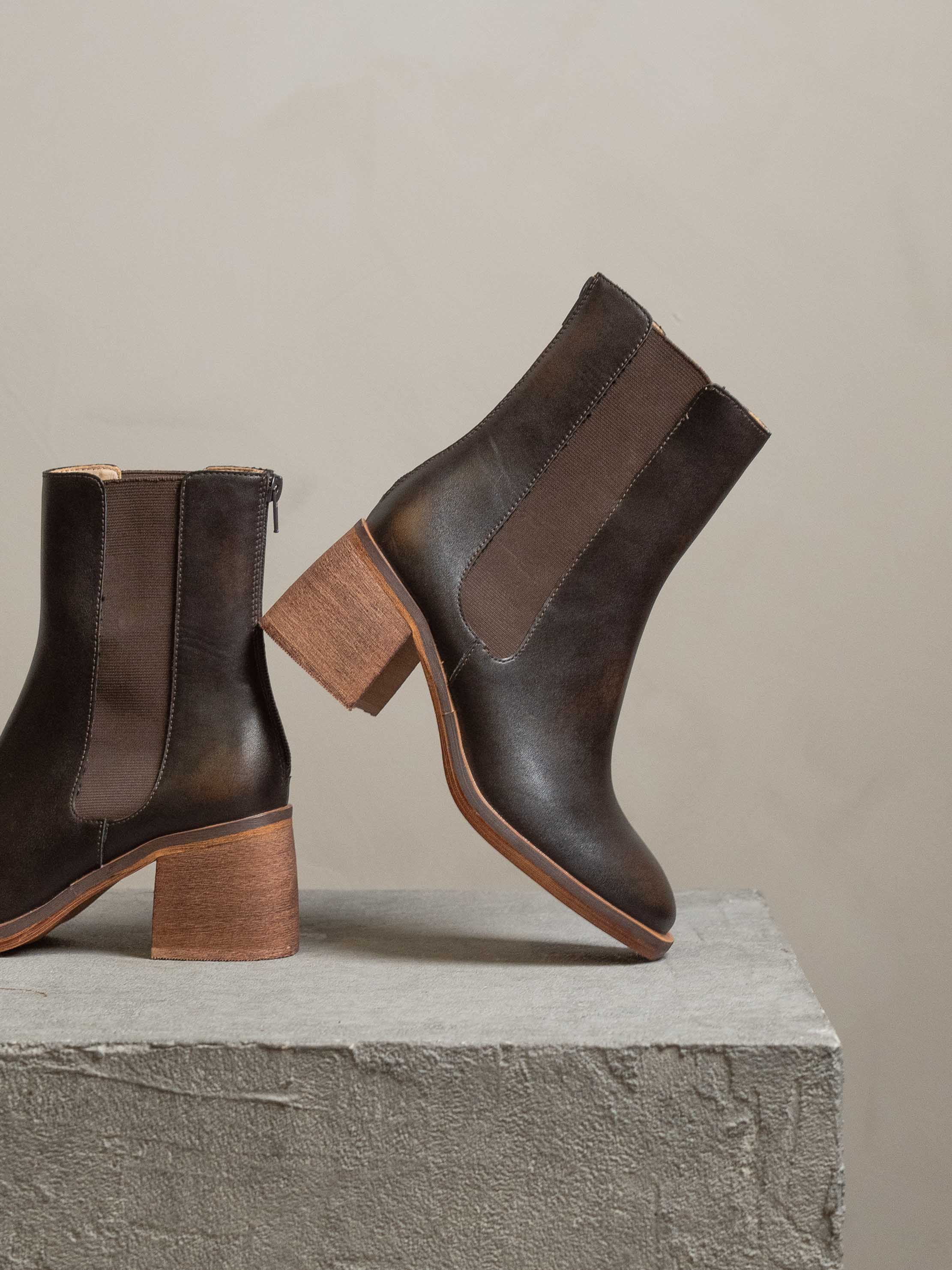 The Olivia | Espresso Chelsea Heel Boots in Espresso - BOOTS & BOOTIES photo